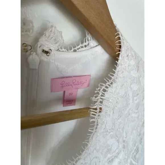 NWT Lilly Pulitzer Meryl 3/4 Sleeve V Neck Resort White Diamond Lace Dress 00 - Picture 4 of 7